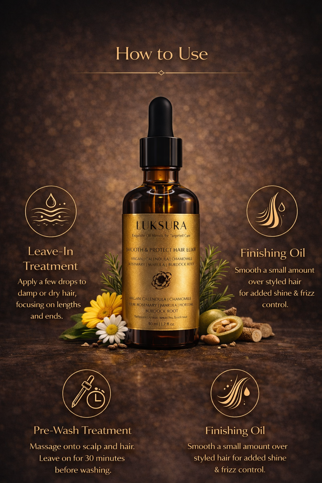 Smooth & Protect Elixir Nourishing Botanical Elixir for Strength, Shine, Hydration & Frizz Control