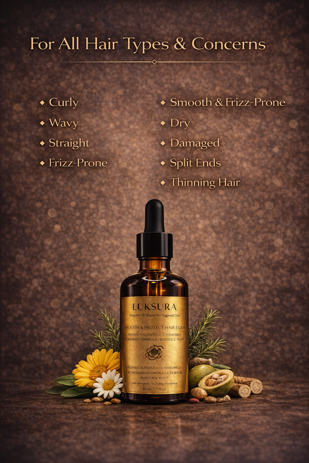 Smooth & Protect Elixir Nourishing Botanical Elixir for Strength, Shine, Hydration & Frizz Control